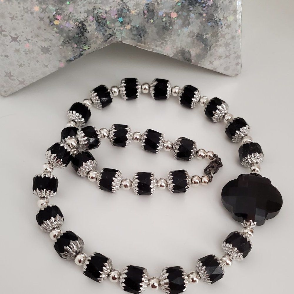 Black & silver necklace - Handmade (NEW) - Picture 2 of 4